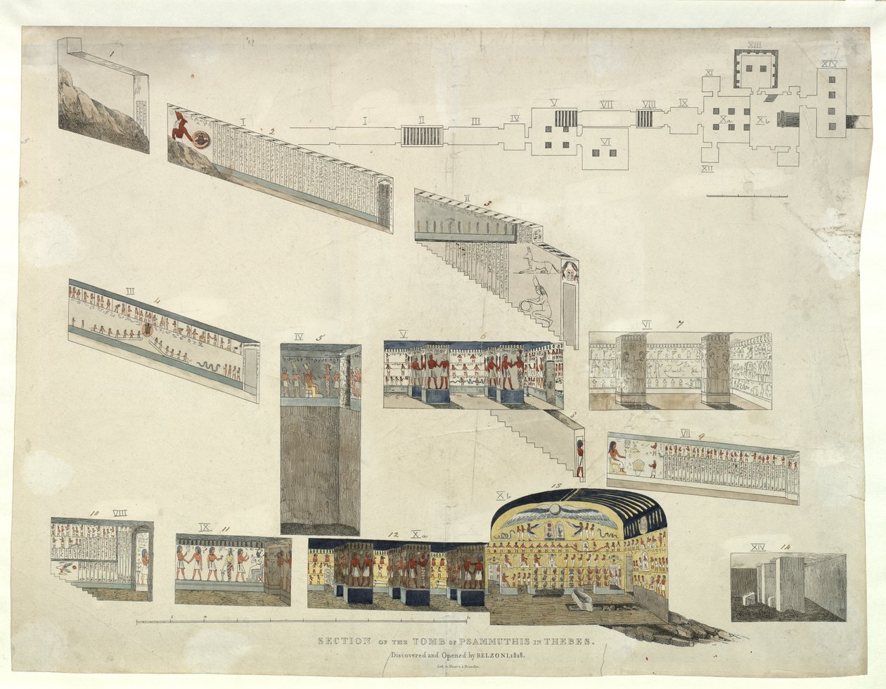 Section de la tombe de Psammuthis à Thèbes, découverte et ouverte par Belzoni en 1818 - Giovanni Battista Belzoni