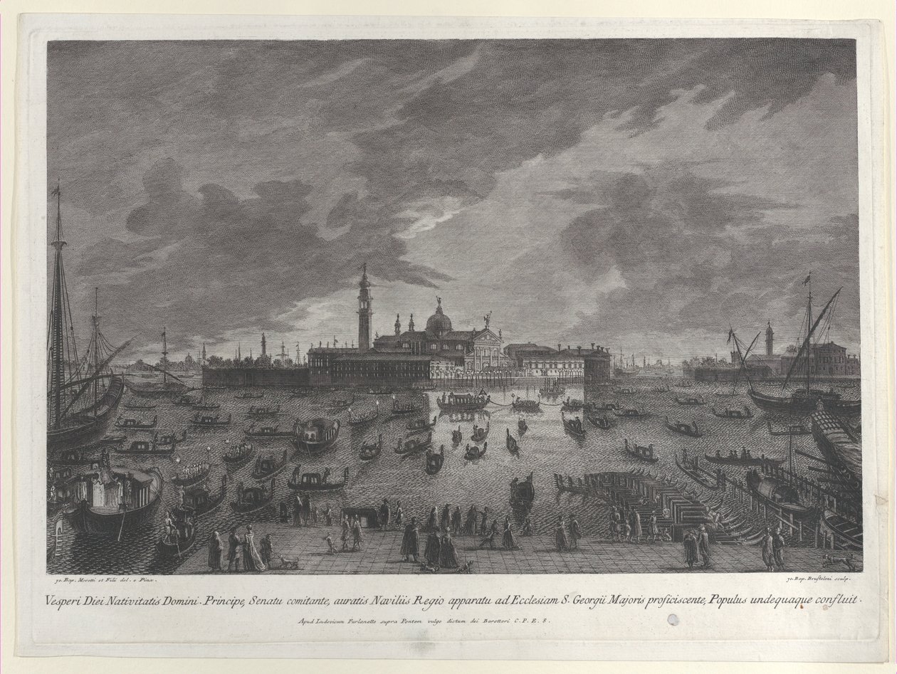 Vue nocturne de la procession la veille de Noël du Doge et du Sénat vénitien à San G..., 1763 - Giovanni Battista Brostoloni