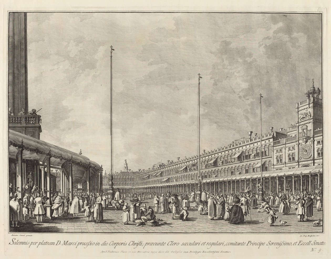 Procession de la Fête-Dieu sur la Piazza San Marco - Giovanni Battista Brustolon after Canaletto