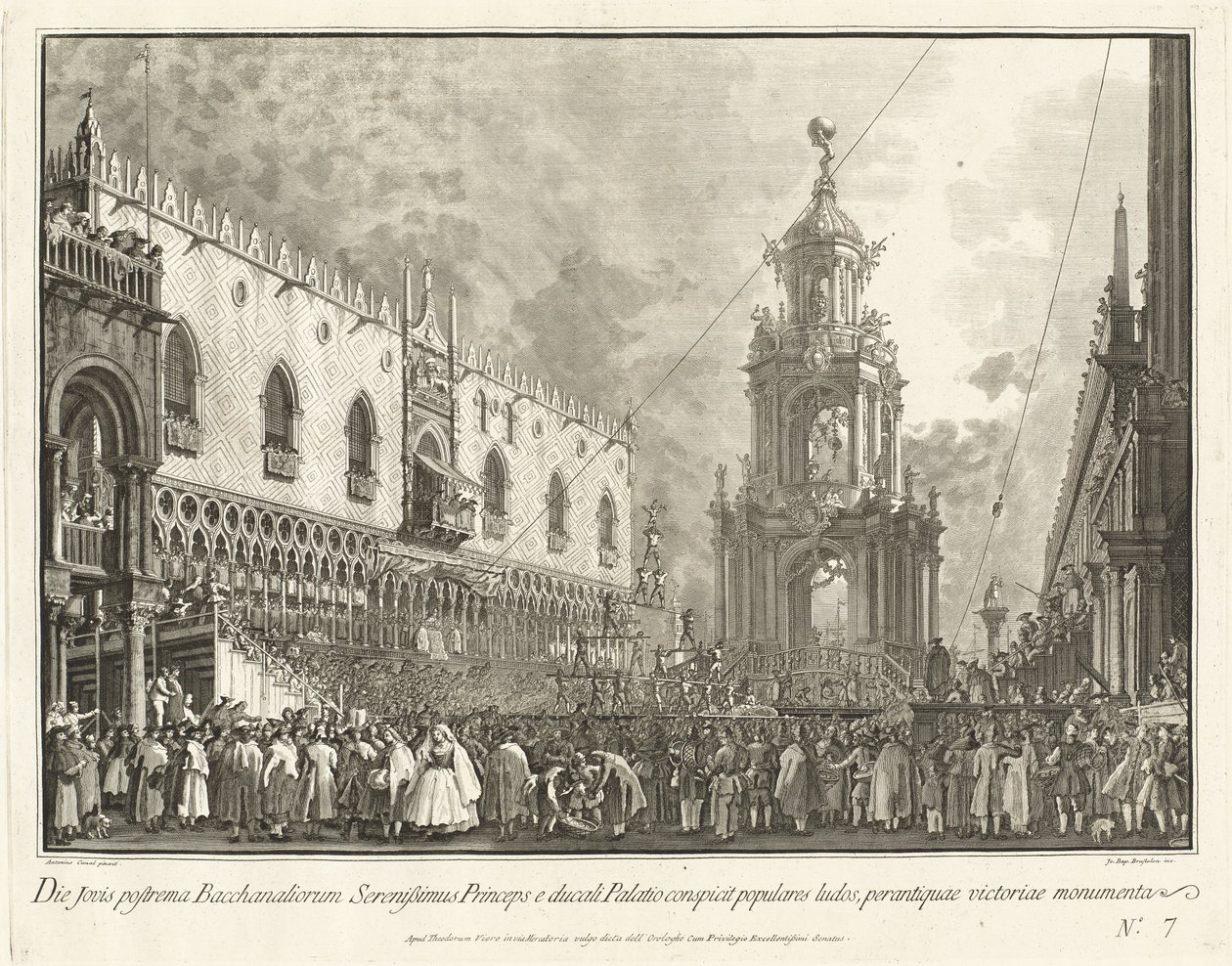 Le Doge assiste au festival du Giovedì Grasso sur la Piazzetta - Giovanni Battista Brustolon after Canaletto