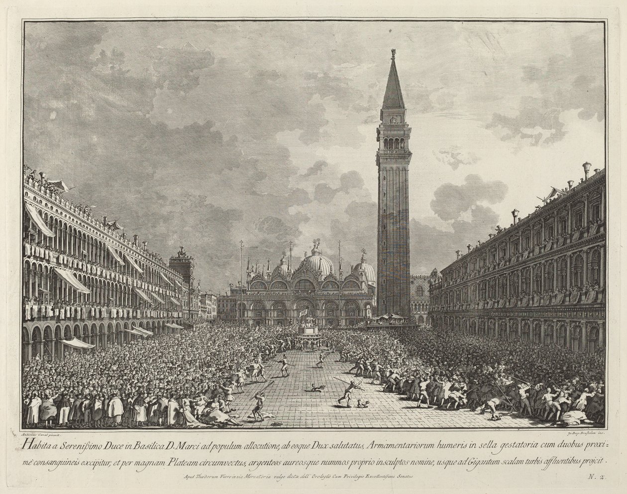 Le Doge porté autour de la Piazza San Marco - Giovanni Battista Brustolon after Canaletto