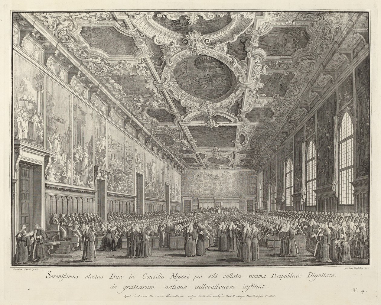 Le Doge remercie dans la Sala del Consiglio Maggior - Giovanni Battista Brustolon after Canaletto