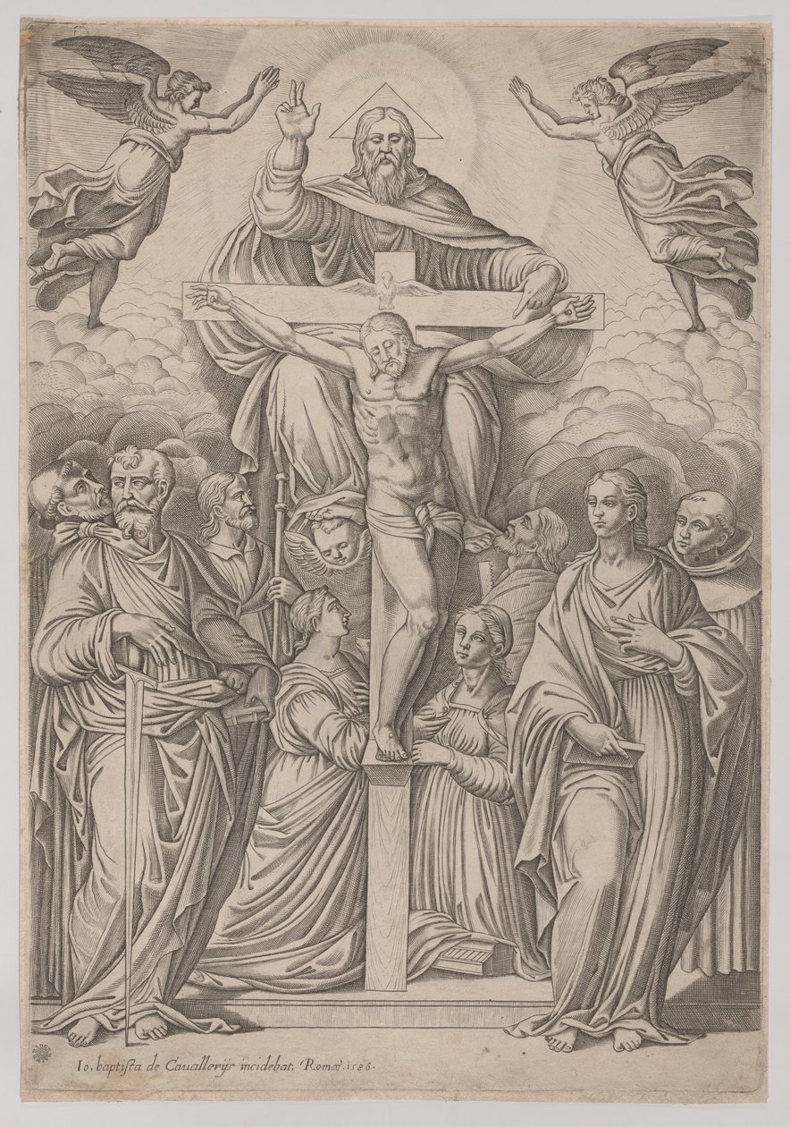 La Trinité, avec la crucifixion au centre et des saints de chaque côté, 1586 - Giovanni Battista Cavalieri