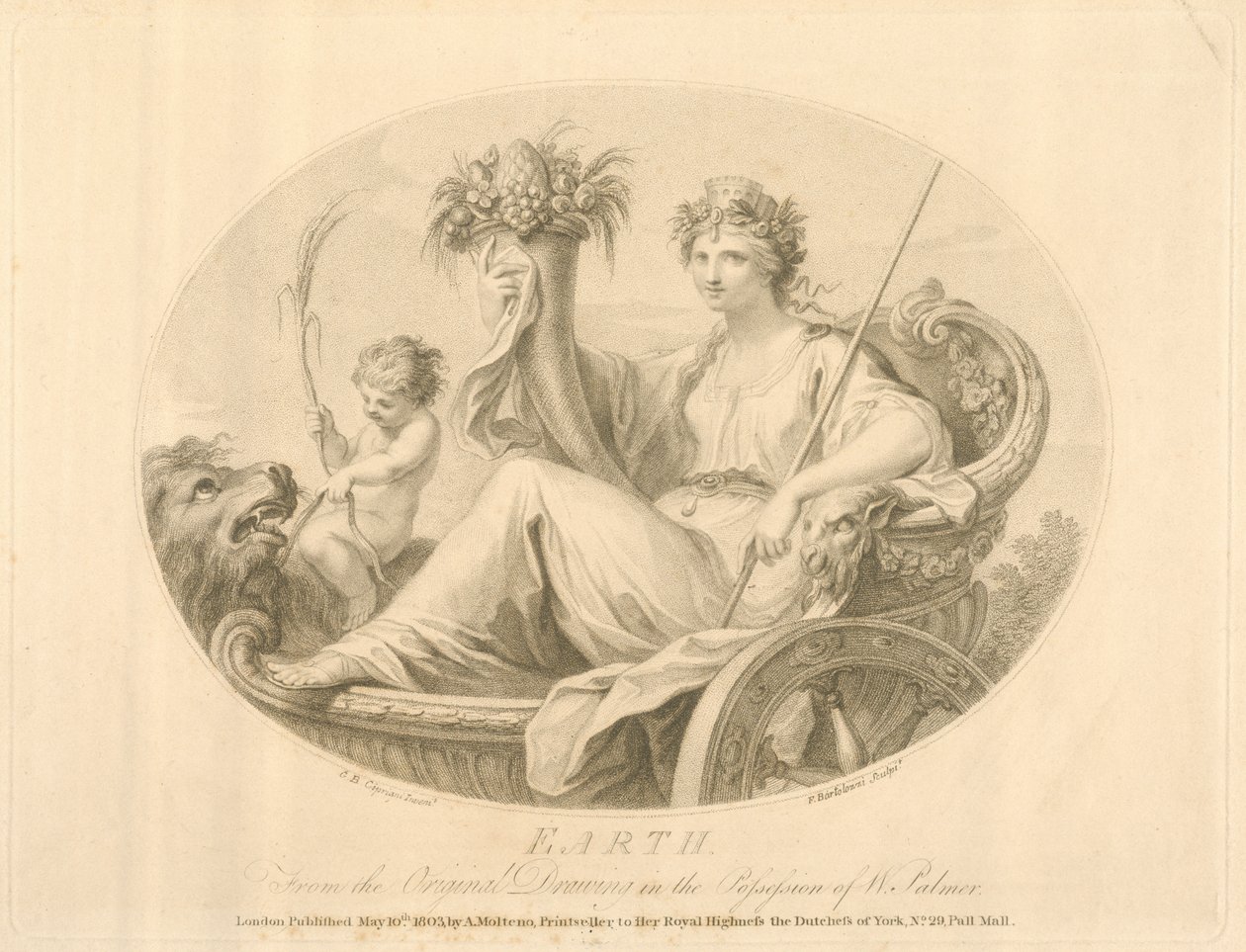 La Terre, gravée par Francescco Bartolozzi (1727-1815) publiée à Londres, 1803 - Giovanni Battista Cipriani