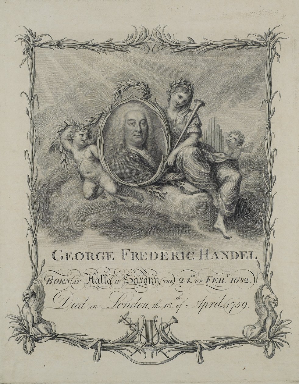 George Frideric Handel, gravé par Francesco Bartolozzi, c.1790 - Giovanni Battista Cipriani