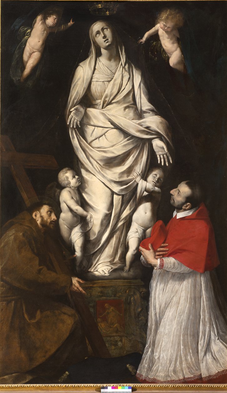 Saint François et le Bienheureux Charles Borromée en prière devant la statue de Notre-Dame à San Celso à Milan, c.1610 - Giovanni Battista Crespi