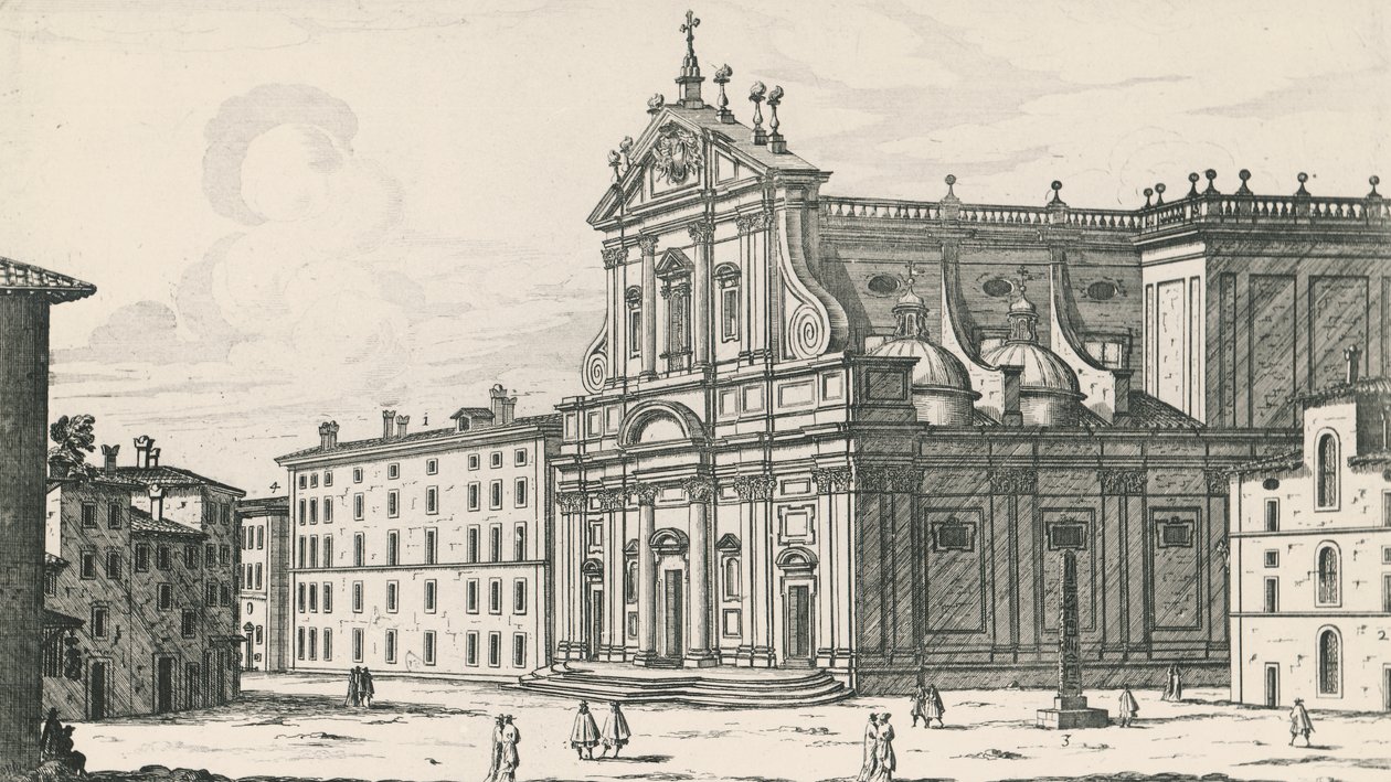 Église Saint-Ignace-de-Loyola au Campo Marzio, Rome, gravure de Giovanni Battista Falda - Giovanni Battista Falda