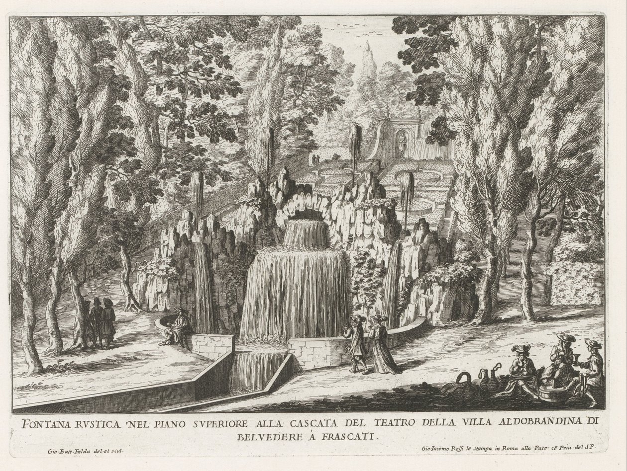 Fontaine dans les jardins de la Villa Aldobrandini à Frascati - Giovanni Battista Falda