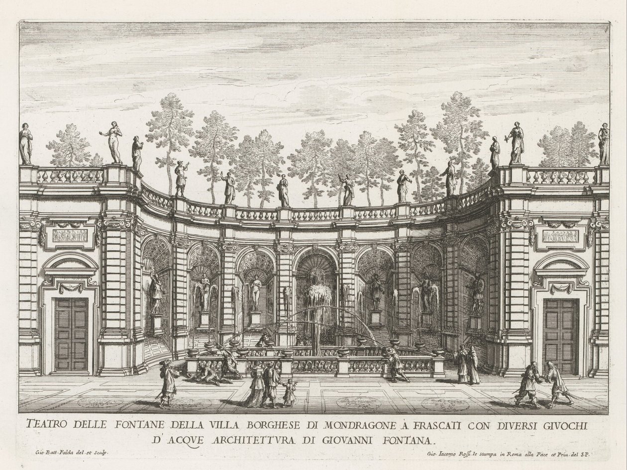 Fontaine dans les jardins de la Villa Mondragone à Frascati - Giovanni Battista Falda