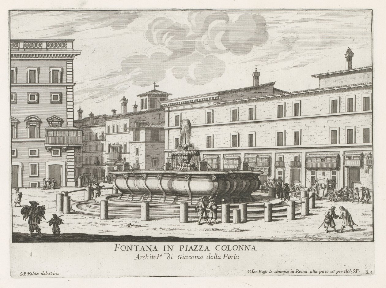 Fontaine sur la Piazza Colonna à Rome - Giovanni Battista Falda