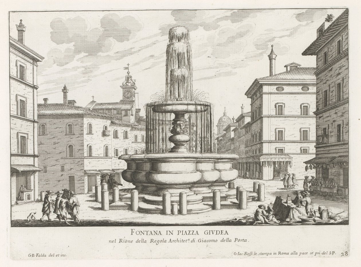Fontaine sur la Piazza Giudia à Rome - Giovanni Battista Falda