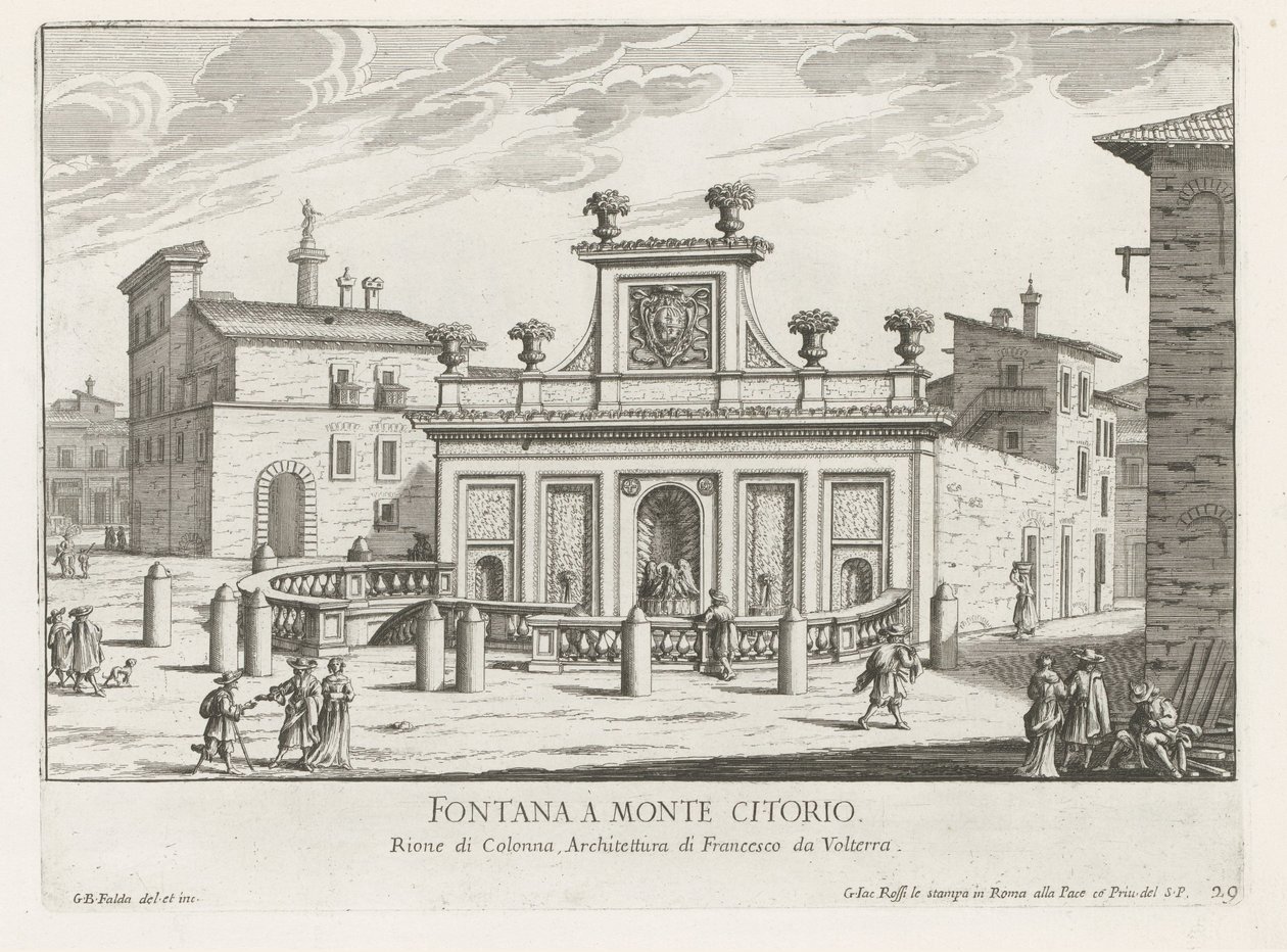Fontaine sur la Piazza Montecitorio à Rome - Giovanni Battista Falda