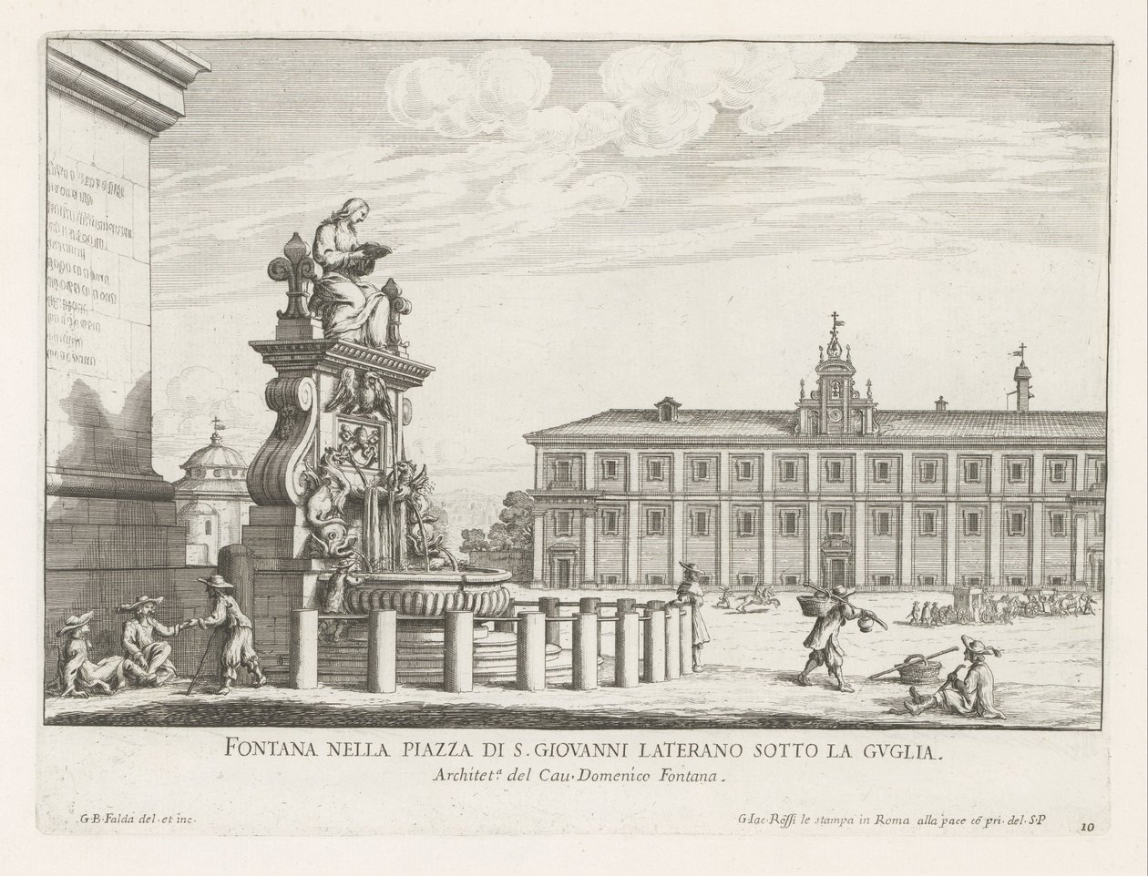 Fontaine sur la Piazza di San Giovanni in Laterano à Rome (Fontane di Roma) - Giovanni Battista Falda