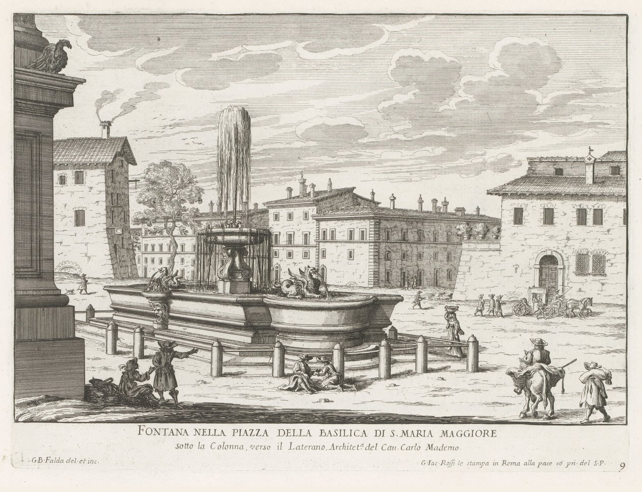 Fontaine sur la Piazza di Santa Maria Maggiore à Rome - Giovanni Battista Falda