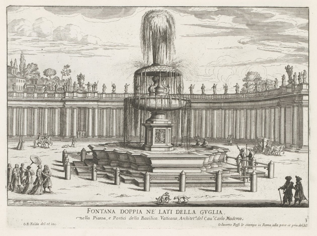 Fontaine sur la place Saint-Pierre au Vatican - Giovanni Battista Falda