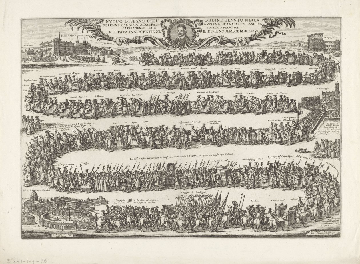 Procession du pape Innocent XI vers Saint-Jean de Latran - Giovanni Battista Falda