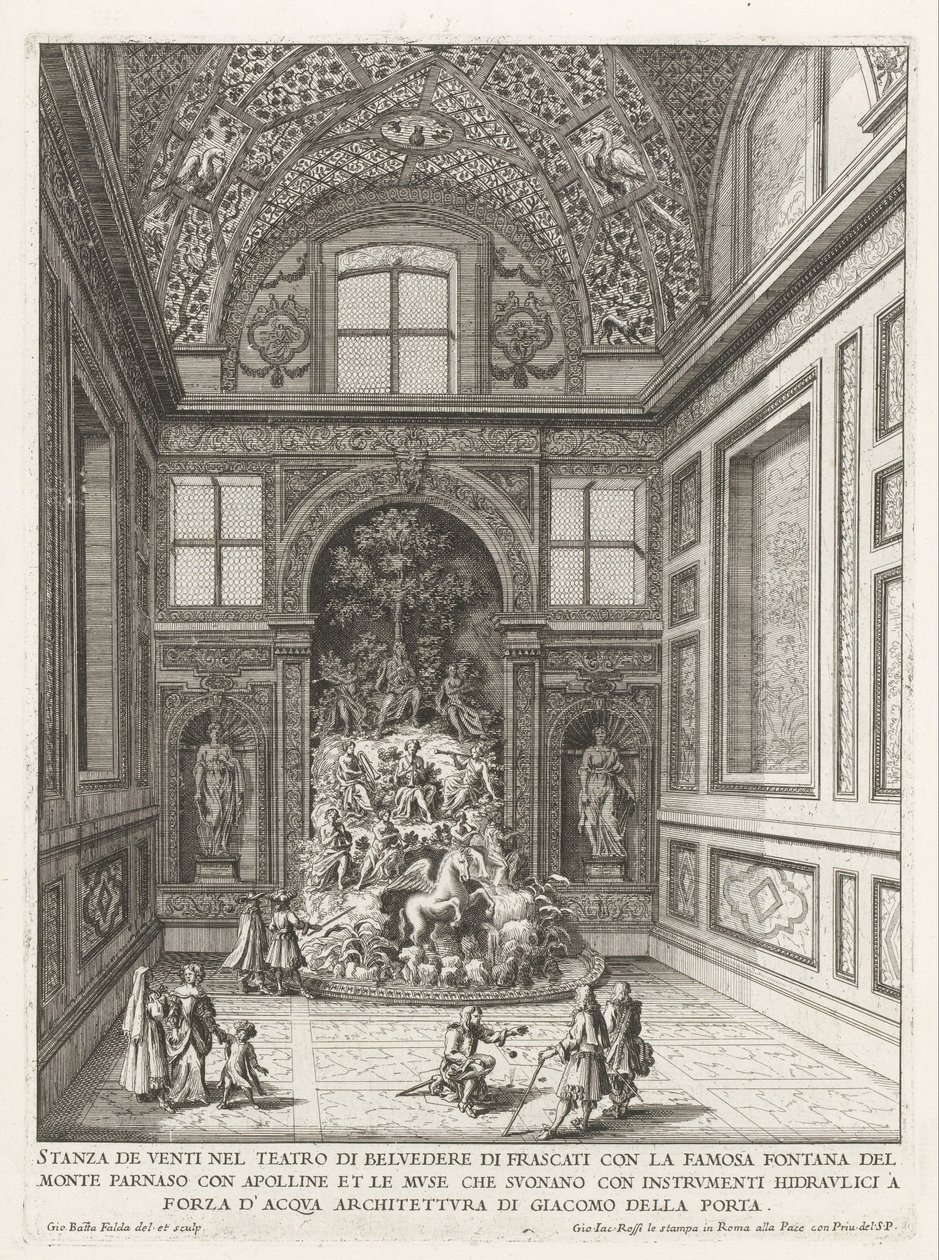 Stanza dei Venti dans les jardins de la Villa Aldobrandini à Frascati (Fontane delle ville di Frascati) - Giovanni Battista Falda