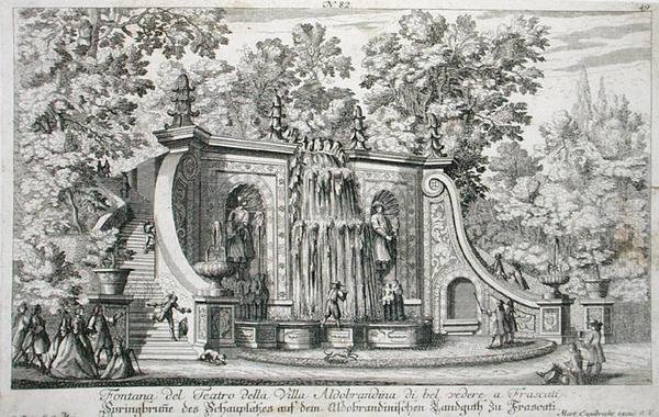 Fontaine du Théâtre à la Villa Aldobrandina, Frascati, vers 1675, de 