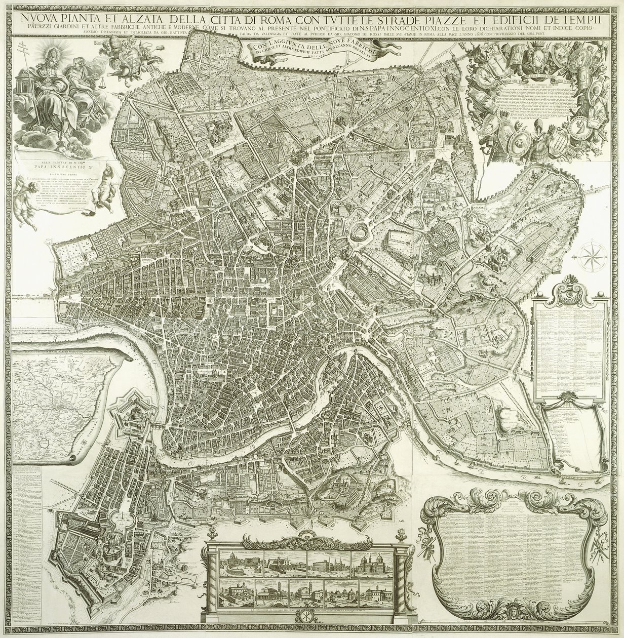 Plan de la ville de Rome, 1730 - Giovanni Battista Falda