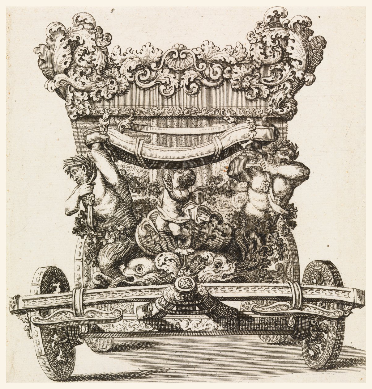 Vue de Face du Premier Carrosse (1686 de Lord Castlemaine par Andrea Cornelly après Ciro Ferri, 1687-1700 - Giovanni Battista Lenardi