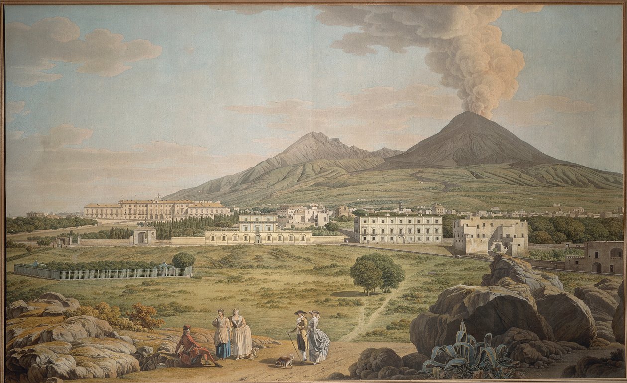 Les pentes du Vésuve depuis Portici avec vue sur le palais Bourbon - Giovanni Battista Lusieri