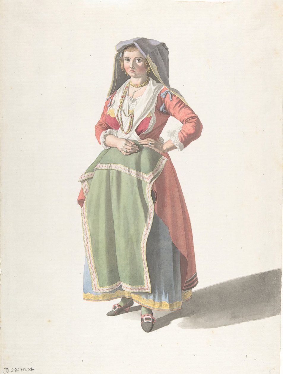 Jeune femme en costume traditionnel napolitain - Giovanni Battista Lusieri