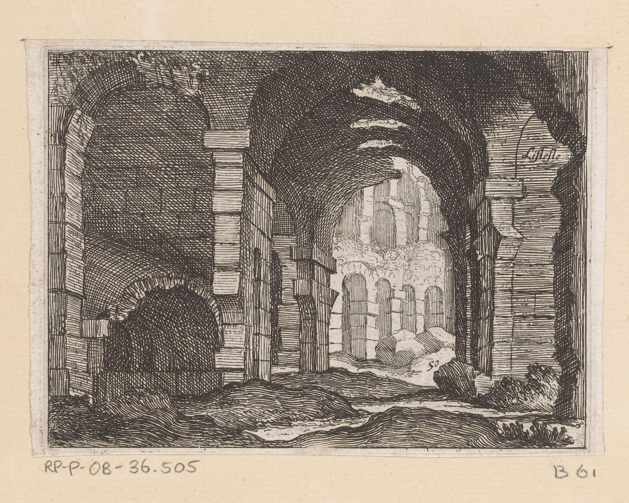 Ruines du Colisée à Rome (série Gezichten op Rome, Alcune vedute et prospettive di luoghi dishabitati di Roma) - Giovanni Battista Mercati