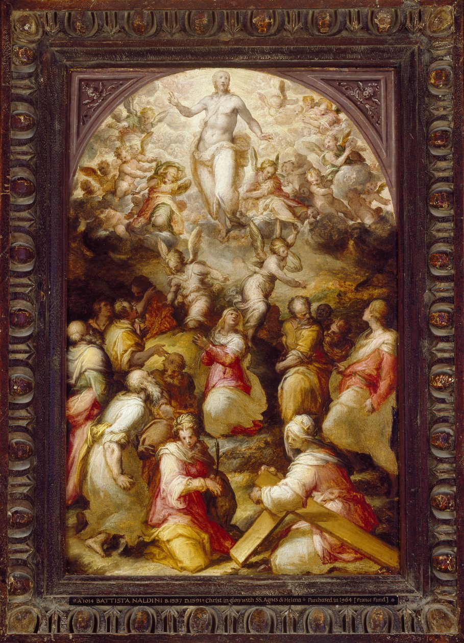 Christ en gloire avec les saints Agnès et Hélène, 16ème siècle - Giovanni Battista Naldini