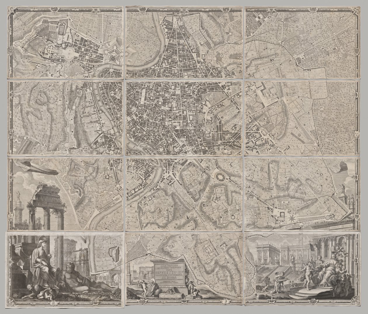 Nuova pianta di Roma data in luce da Giambattista Nolli l’année MDCCXLVII, connue sous le nom de La Pianta Grande di Roma - Giovanni Battista Nolli