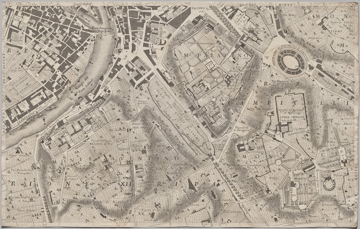 Nuova pianta di Roma data in luce da Giambattista Nolli l’année MDCCXLVII, connue sous le nom de La Pianta Grande di Roma - Giovanni Battista Nolli