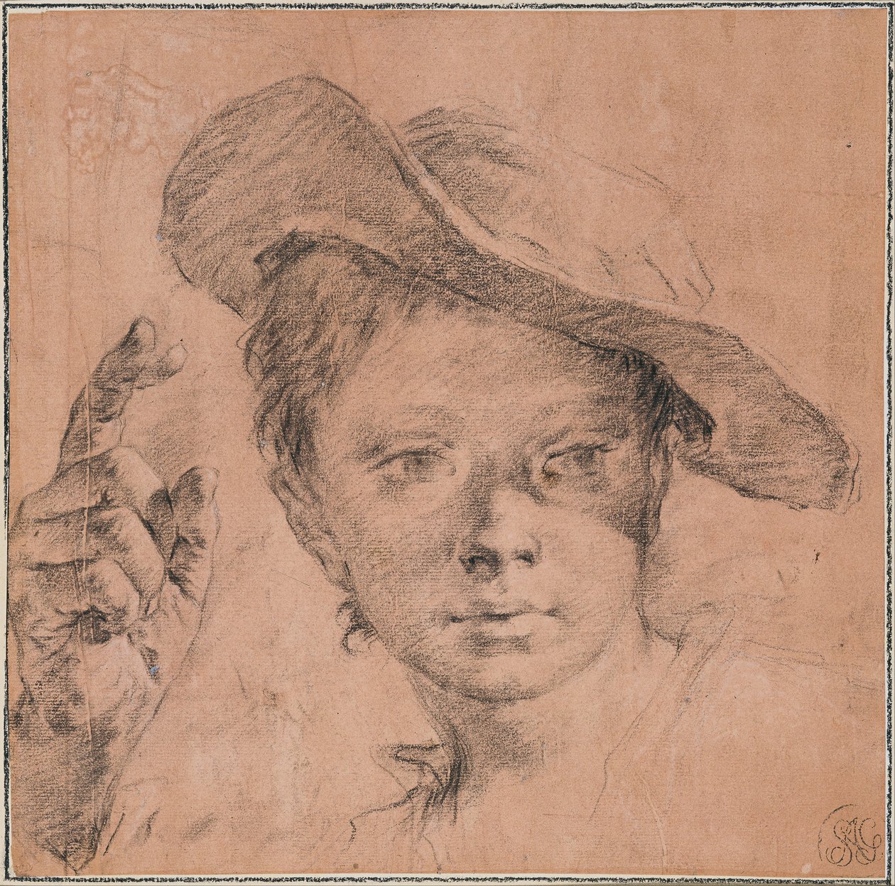 Garçon pointant du doigt avec la main droite levée - Giovanni Battista Piazzetta