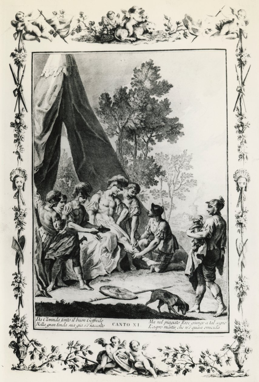 Jérusalem délivrée, chant XI, illustration de Giovanni Battista Piazzetta pour le poème de Torquato Tasso, édition publiée à Venise en 1745, Italie - Giovanni Battista Piazzetta