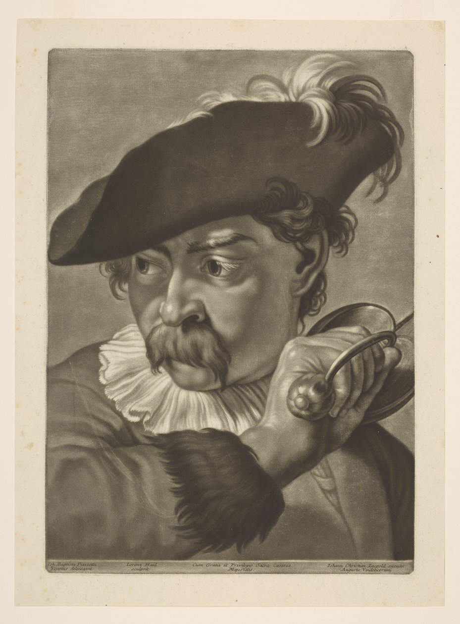 Un homme portant un chapeau à plumes - Giovanni Battista Piazzetta