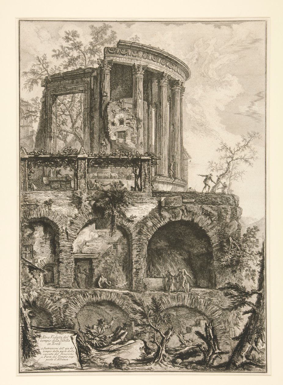 Autre vue du temple de la Sibylle à Tivoli, de Vedute di Roma - Giovanni Battista Piranesi