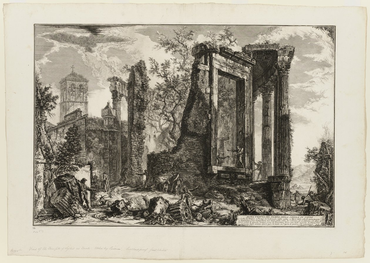 Une autre vue du Temple de la Sibylle à Tivoli, de Vues de Rome - Giovanni-Battista Piranesi