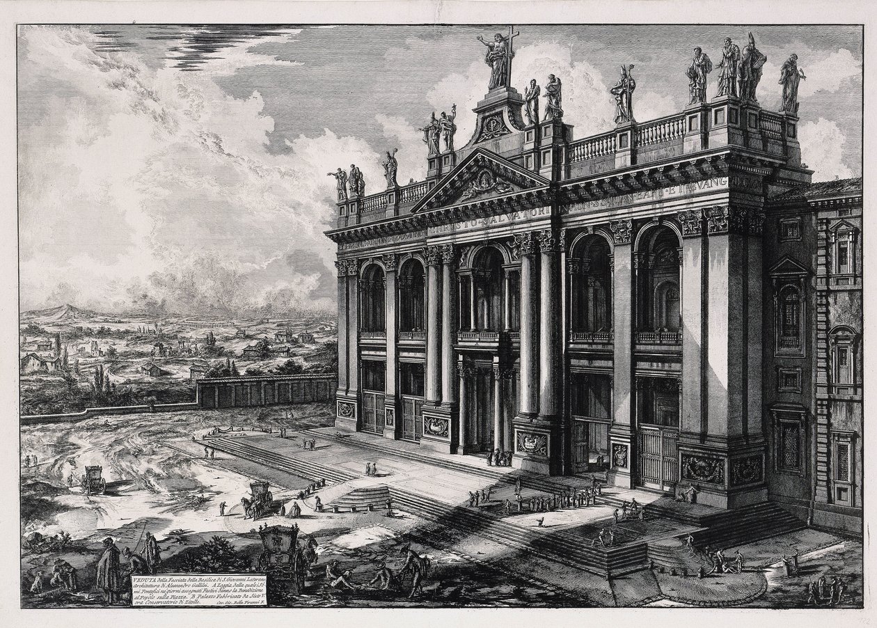 Vue de la façade de la basilique Saint-Jean-de-Latran (tirée de : Vedute di Roma) - Giovanni Battista Piranesi
