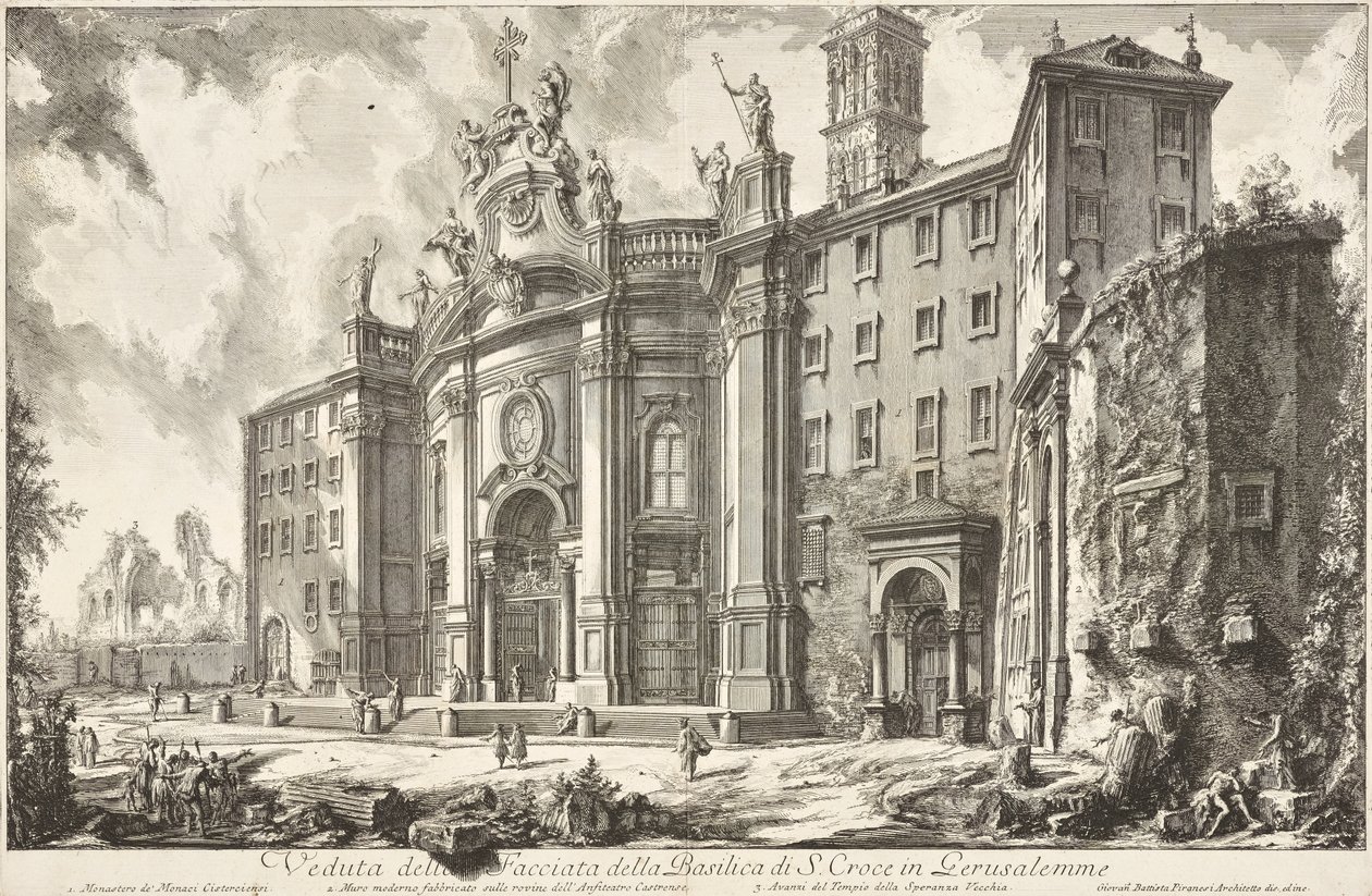 Vue de la façade de la basilique Santa Croce in Gerusalemme - Giovanni Battista Piranesi