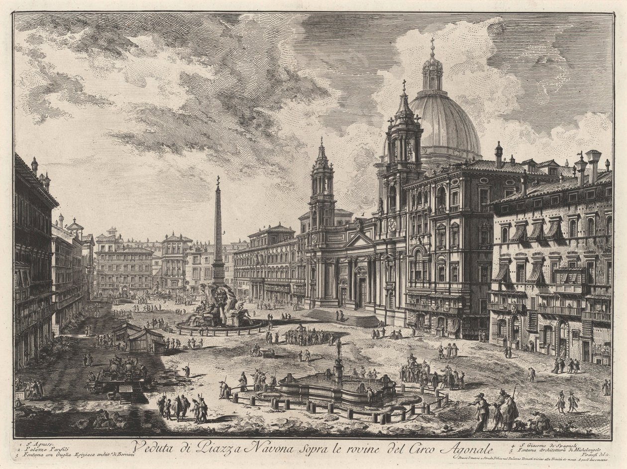 Vue de la Piazza Navona sur les ruines du stade de Domitien (tiré de : Vedute di Roma) - Giovanni Battista Piranesi