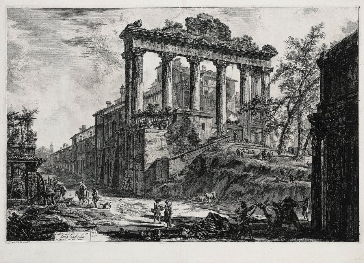Vue du temple de la Concorde (tiré de : Vedute di Roma) - Giovanni Battista Piranesi