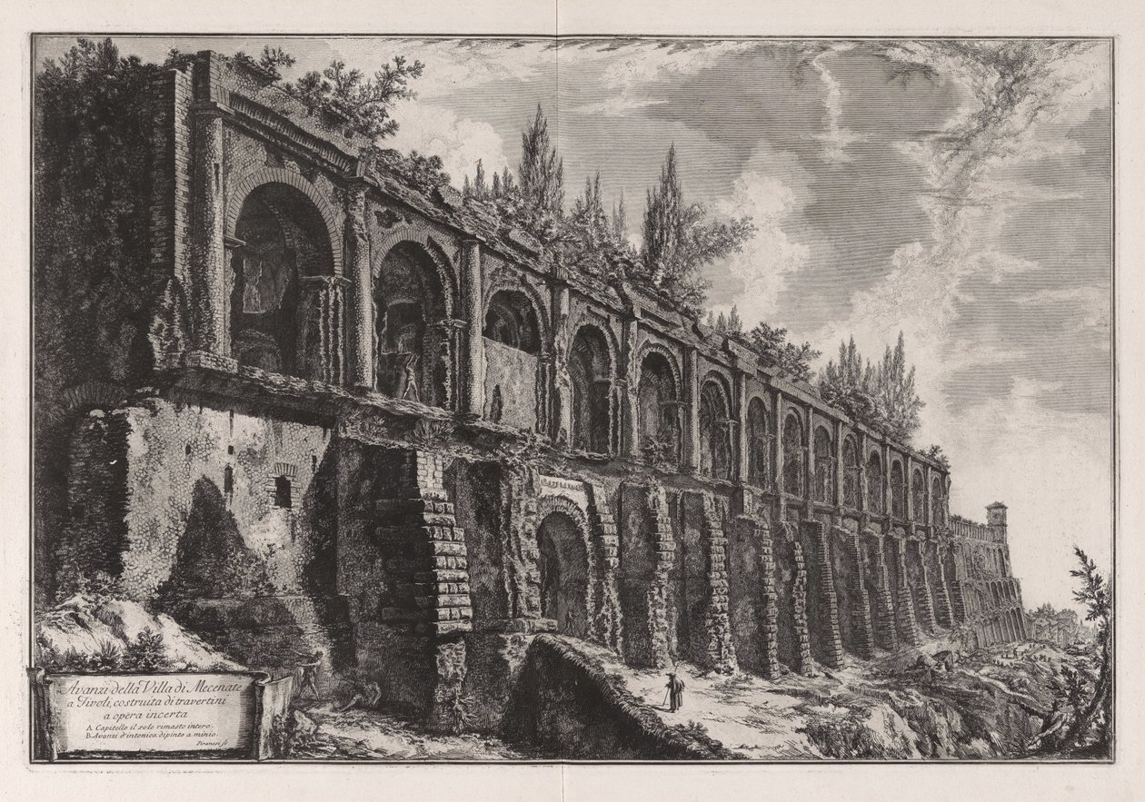 Vestiges de la villa de Mécène à Tivoli ... tiré de Vedute di Roma - Giovanni Battista Piranesi