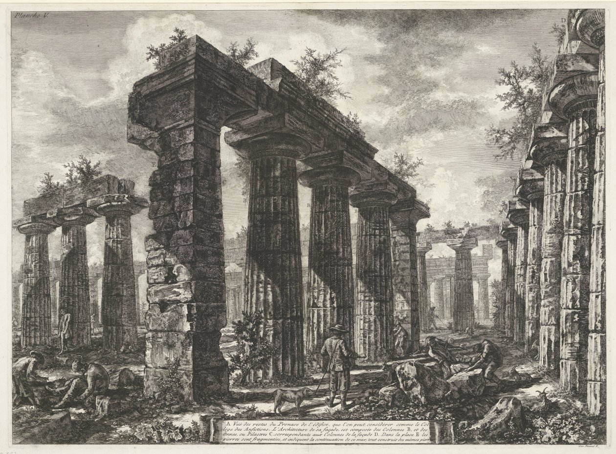 Basilique de Paestum à Paestum (Différentes vues de quelques restes de trois grands édifices qui subsistent encore dans l