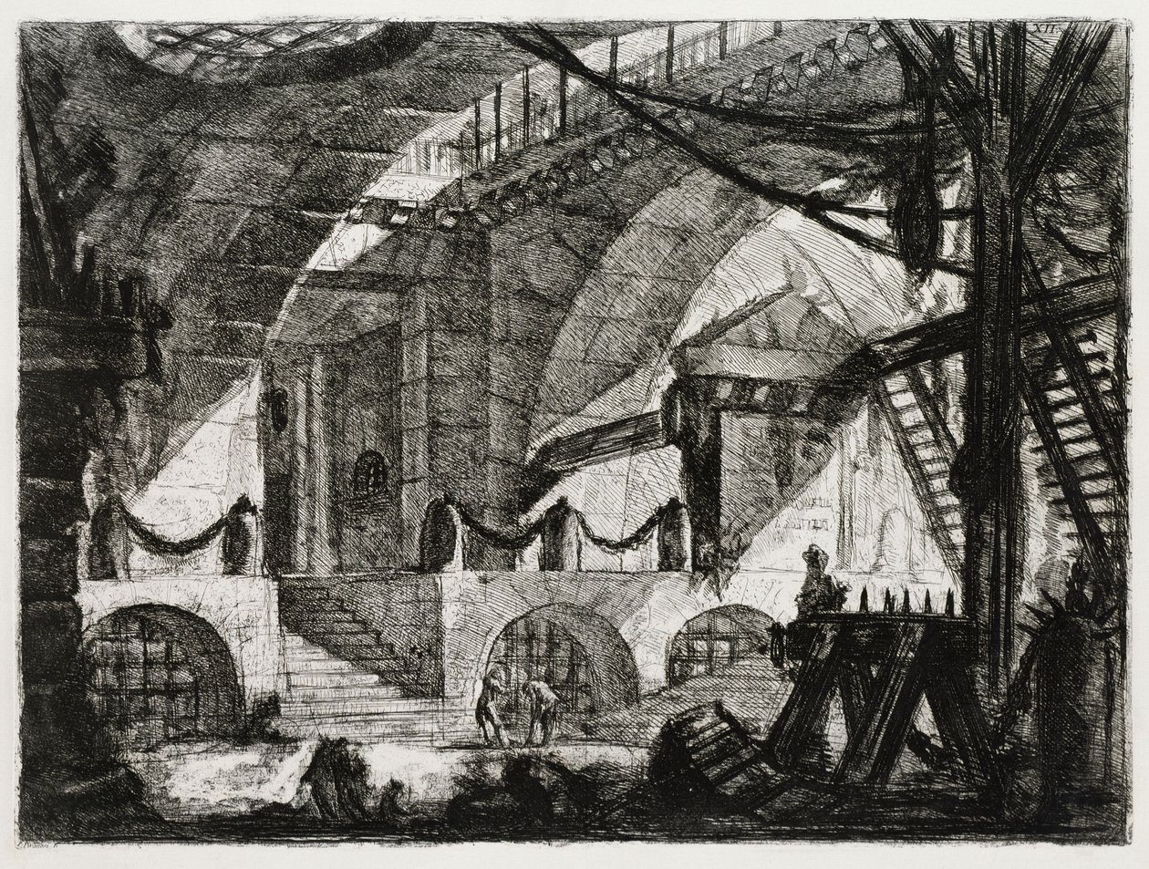 Le chevalet de sciage (planche 12 dans : Carceri d