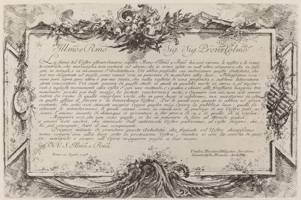 Dédicace - Giovanni Battista Piranesi