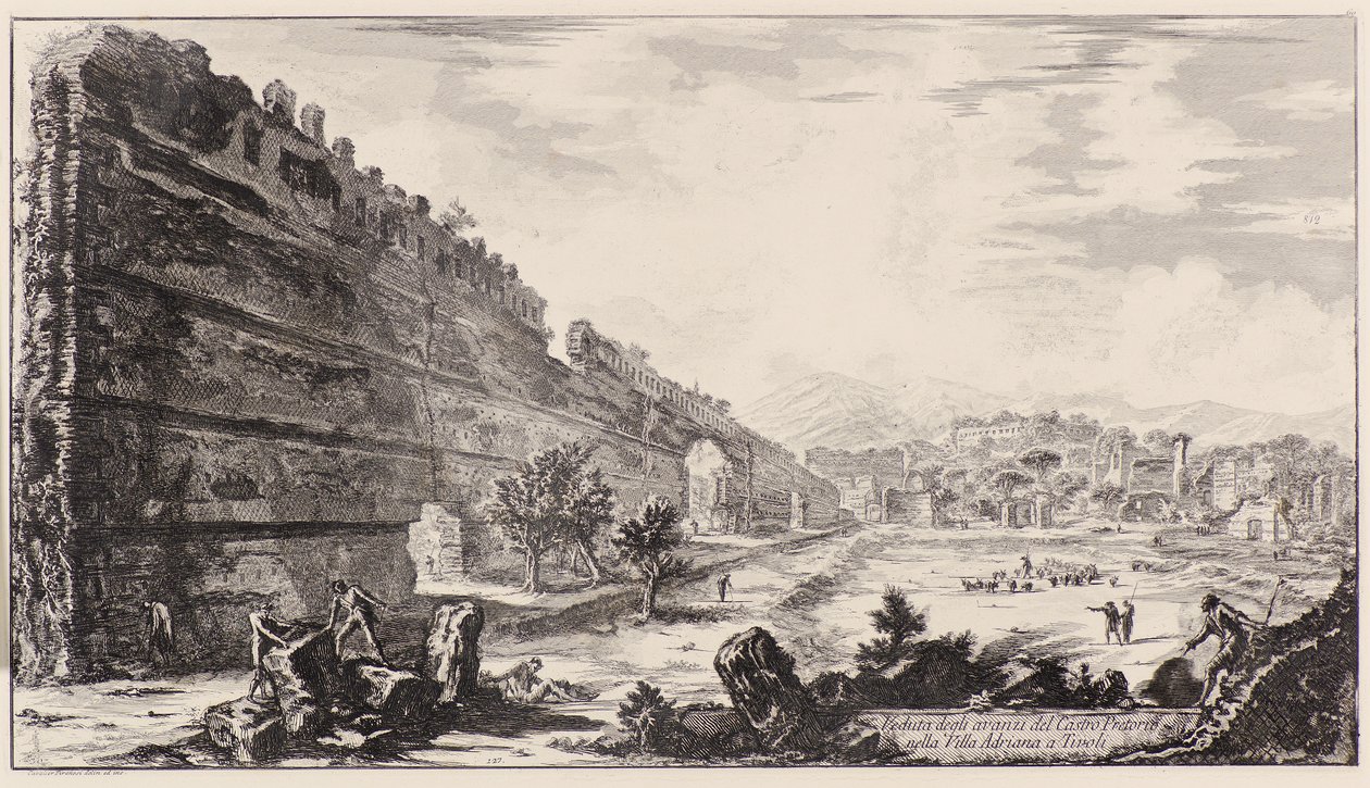 Des vestiges du Castro Pretorio dans la Villa Adriana à Tivoli - Giovanni Battista Piranesi