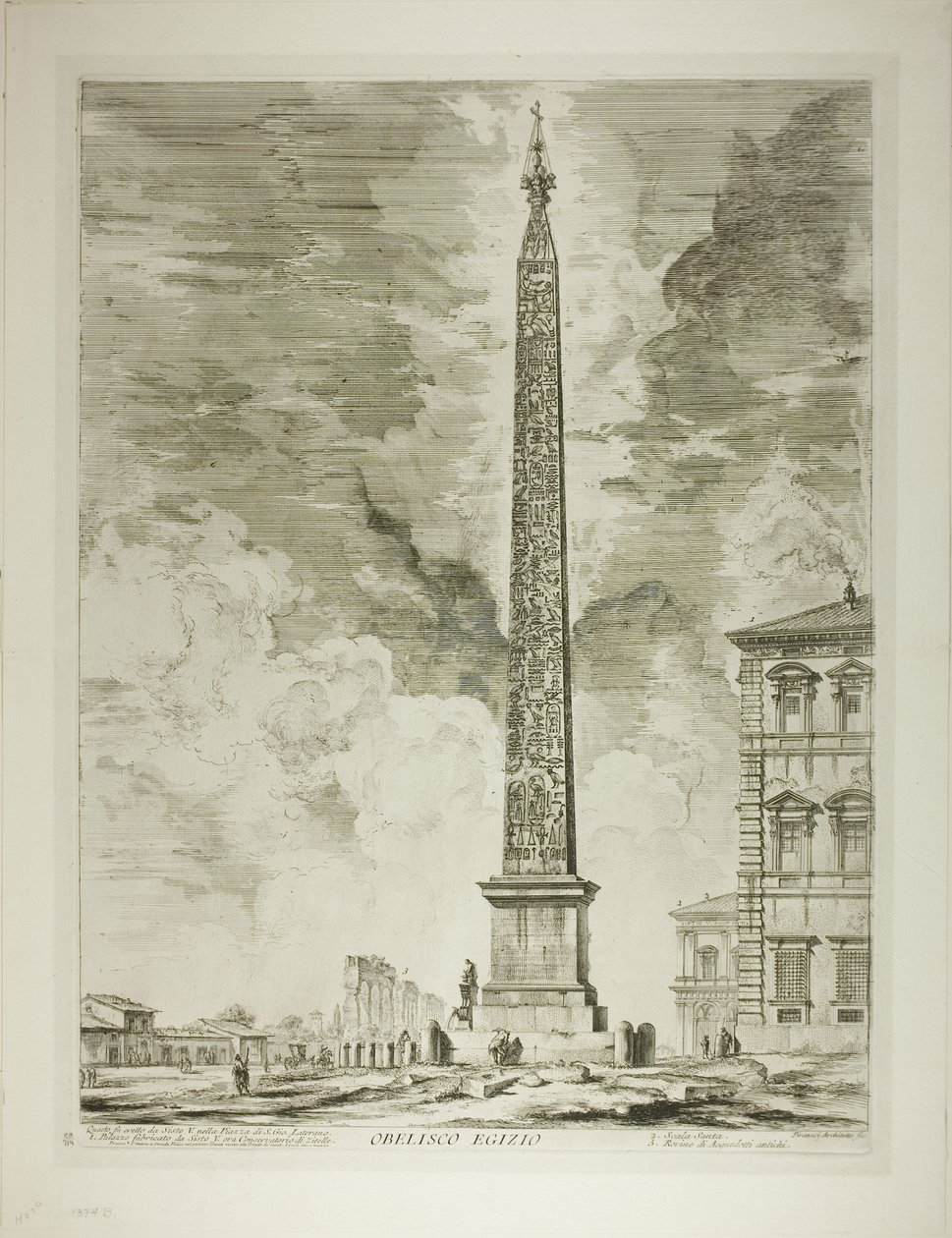 Obélisque égyptien. Érigé par le pape Sixte V sur la Piazza de Saint-Jean-de-Latran, des Vues de Rome - Giovanni Battista Piranesi