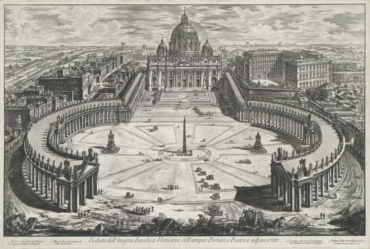 Vue de la place Saint-Pierre avec la basilique Saint-Pierre au Vatican - Giovanni Battista Piranesi