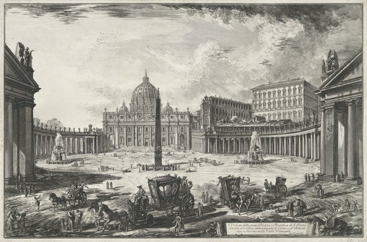 Vue de la place Saint-Pierre avec la basilique Saint-Pierre à la Cité du Vatican - Giovanni Battista Piranesi
