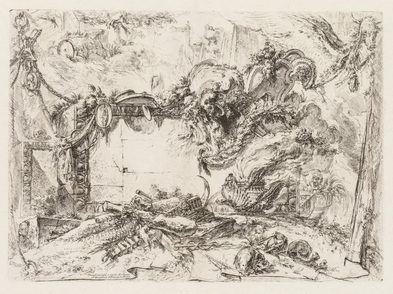 Groteschi : Ruines avec crânes et vase fumant - Giovanni Battista Piranesi