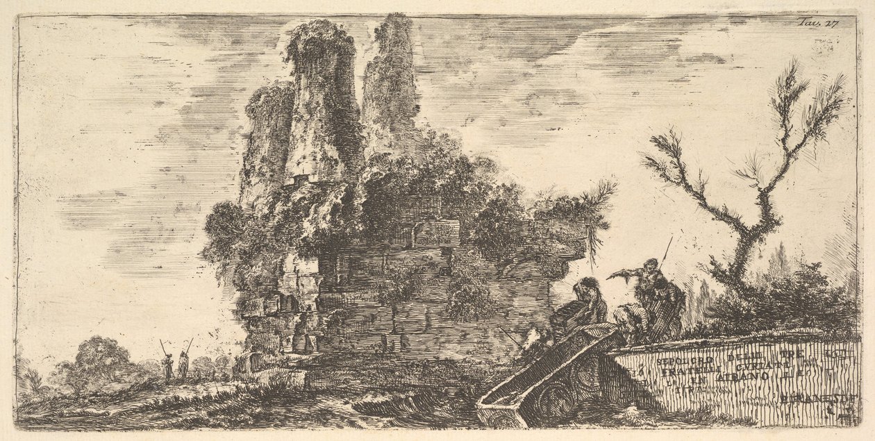 Tombeau des trois frères Curiatii à Albano Sepolcro delle tre fratelli C..., vers 1748. - Giovanni Battista Piranesi