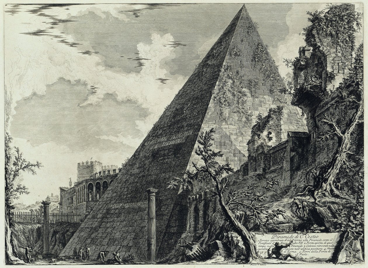 Pyramide de Caius Cestius (tiré de : Vedute di Roma) - Giovanni Battista Piranesi